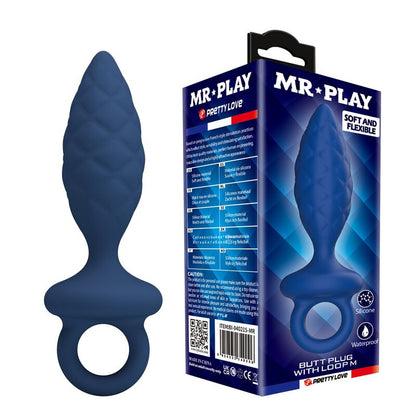 Plug anale testurizzato con anello blu M di Mr Play