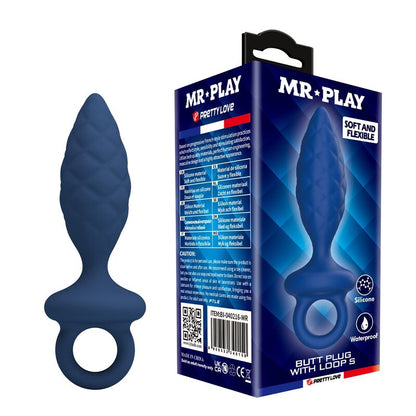 Plug anale testurizzato con anello blu S di Mr Play