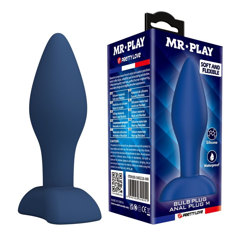 Plug anale conico in silicone blu M di Mr Play