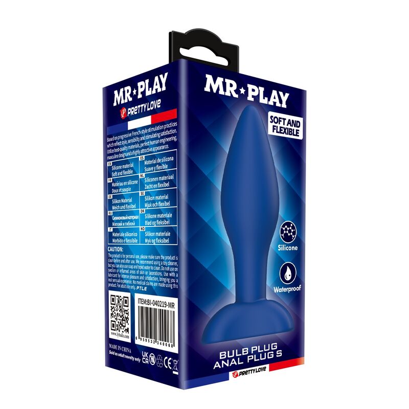 Plug anale conico in silicone blu S di Mr Play, immagine 3