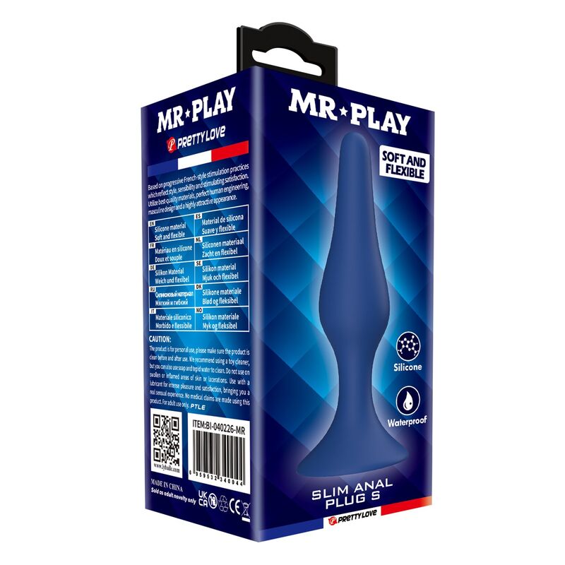 Plug anale slim in silicone blu taglia S di Mr Play, immagine 8