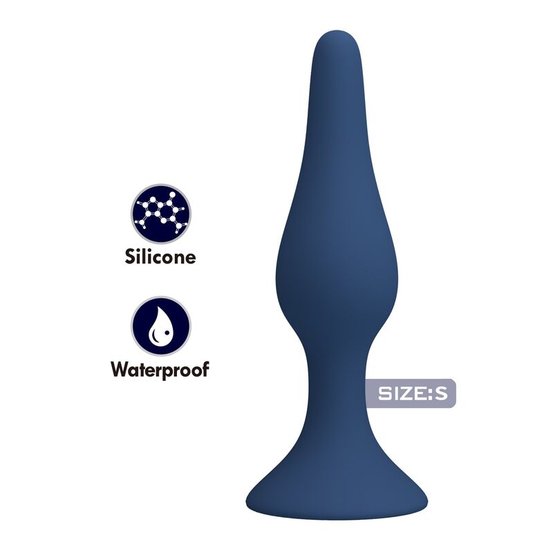 Plug anale slim in silicone blu taglia S di Mr Play, immagine 2