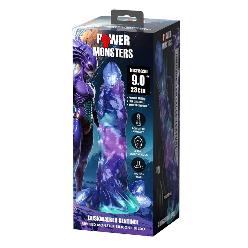 Dildo Duskwalker Sentinel Tricolor gonfiabile in silicone fantasy 23 cm Ø 5 cm di Power Monsters, immagine 2