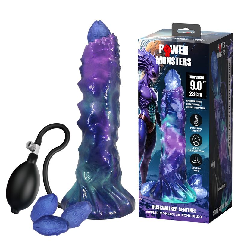 Dildo Duskwalker Sentinel Tricolor gonfiabile in silicone fantasy 23 cm Ø 5 cm di Power Monsters, immagine 8