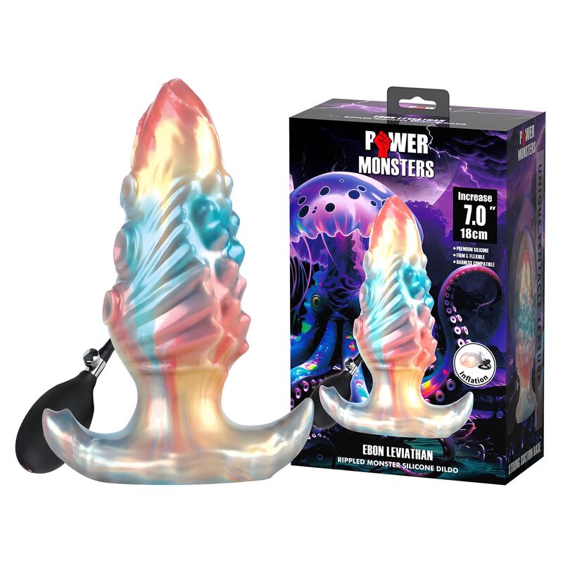 Plug anale Ebon Leviathan Tricolore gonfiabile fantasy 18 cm di Power Monsters, immagine 9
