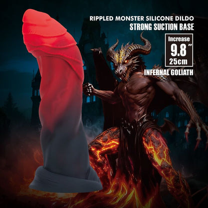 Dildo in silicone Bigoliath bicolore fantasy 25 cm Ø 6 cm di Power Monsters, immagine 7