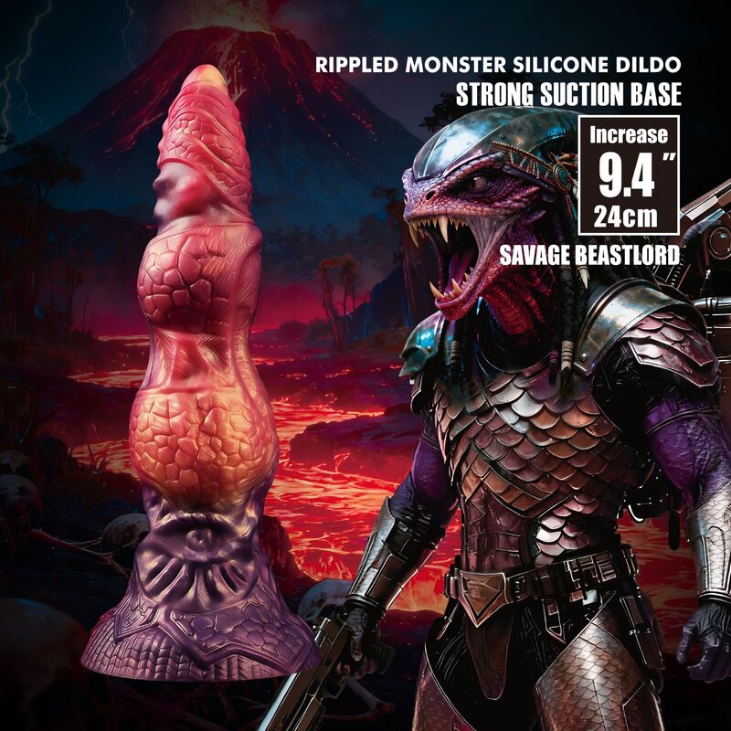 Savage Beastlord Tricolor fantasy dildo in silicone 24 cm Ø 5 cm di Power Monsters, immagine 7