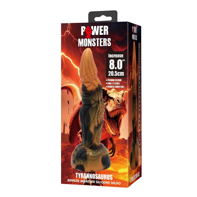 Dildo in silicone Tirannosauro bicolore fantasy 20,5 cm Ø 5 cm di Power Monsters, immagine 2
