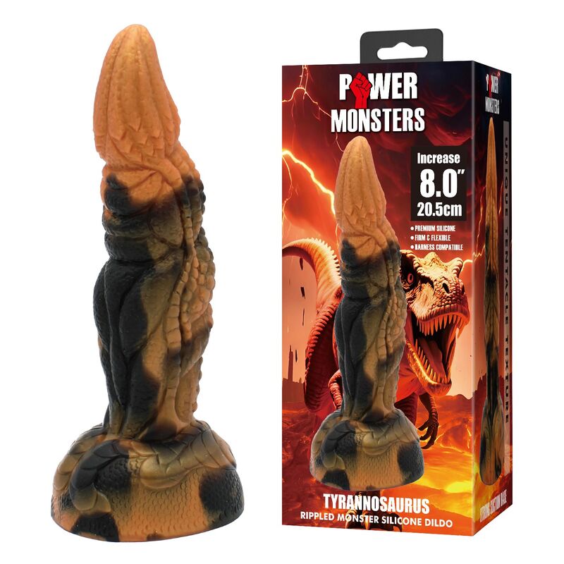 Dildo in silicone Tirannosauro bicolore fantasy 20,5 cm Ø 5 cm di Power Monsters, immagine 7