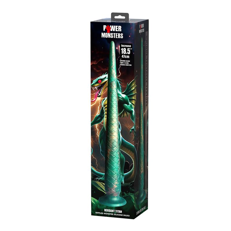 Wildwyrm Tail bicolore fantasy dildo in silicone 47 cm Ø 4 cm di Power Monsters, immagine 2