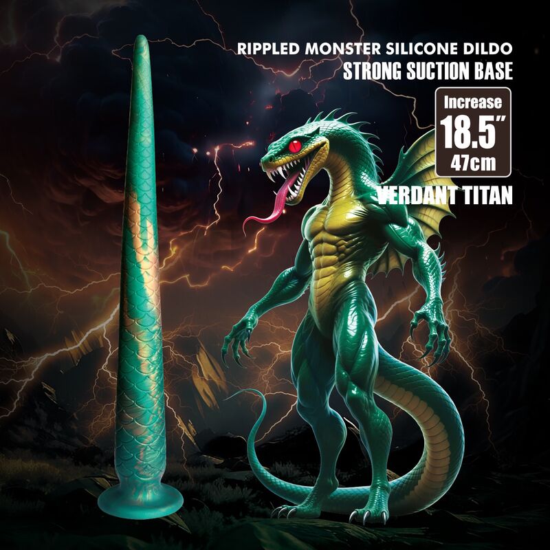 Wildwyrm Tail bicolore fantasy dildo in silicone 47 cm Ø 4 cm di Power Monsters, immagine 8