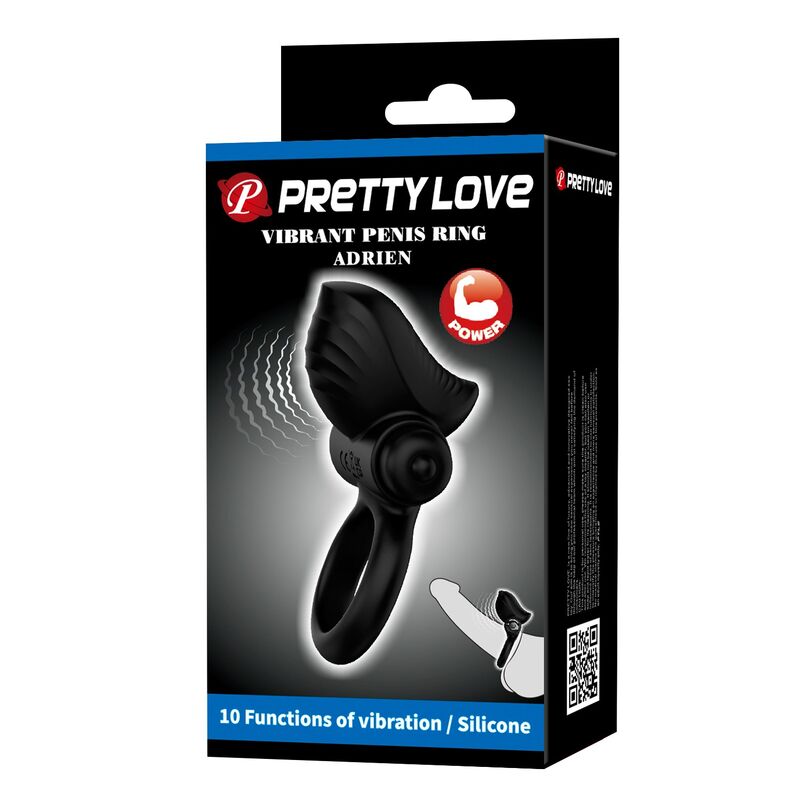 Anello vibrante per pene Adrien 10 funzioni nero di Pretty Love, immagine 3