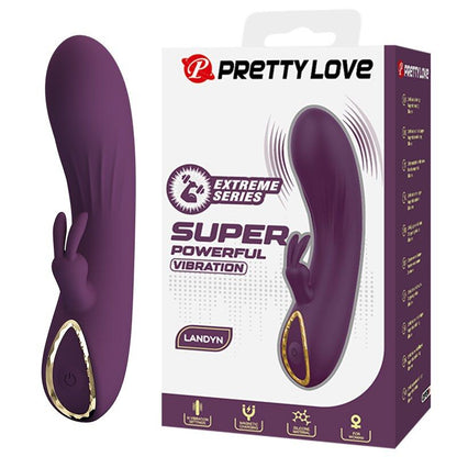 Vibratore a forma di coniglio ricaricabile Landyn, 10 funzioni, viola di Pretty Love