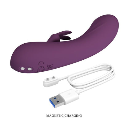 Vibratore a forma di coniglio ricaricabile Landyn, 10 funzioni, viola di Pretty Love, immagine 10