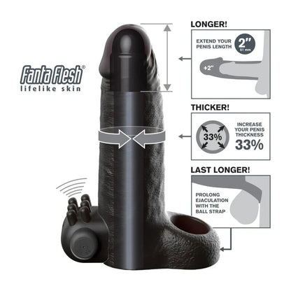 Manicotto per pene da 5 Vibrante realistico cm, nero di Fantasy X-Tensions, immagine 5