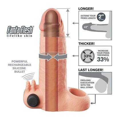 Manicotto per pene da 5 Vibrante realistico cm, beige di Fantasy X-Tensions, immagine 5