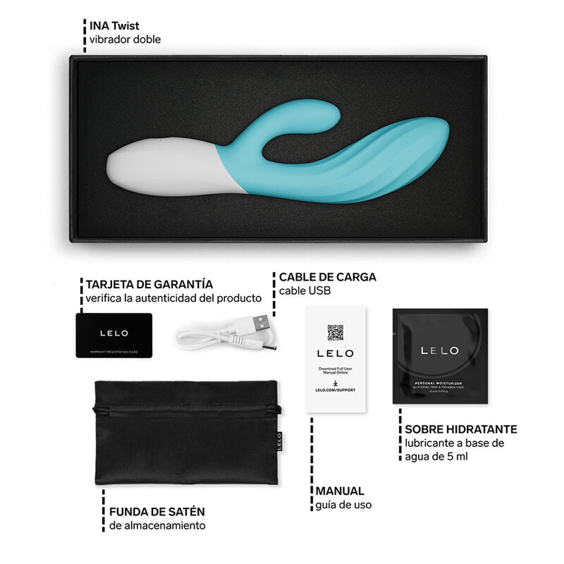 Vibratore a coniglio per il Ina twist doppio punto g e il clitoride blu di Lelo, immagine 6