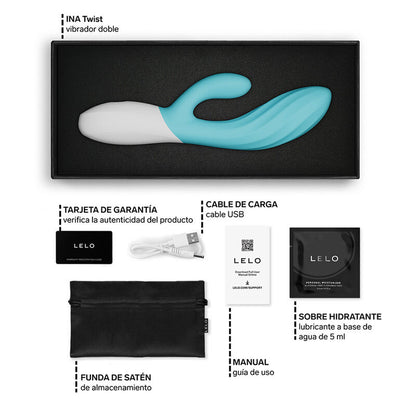 Vibratore a coniglio per il Ina twist doppio punto g e il clitoride blu di Lelo, immagine 6