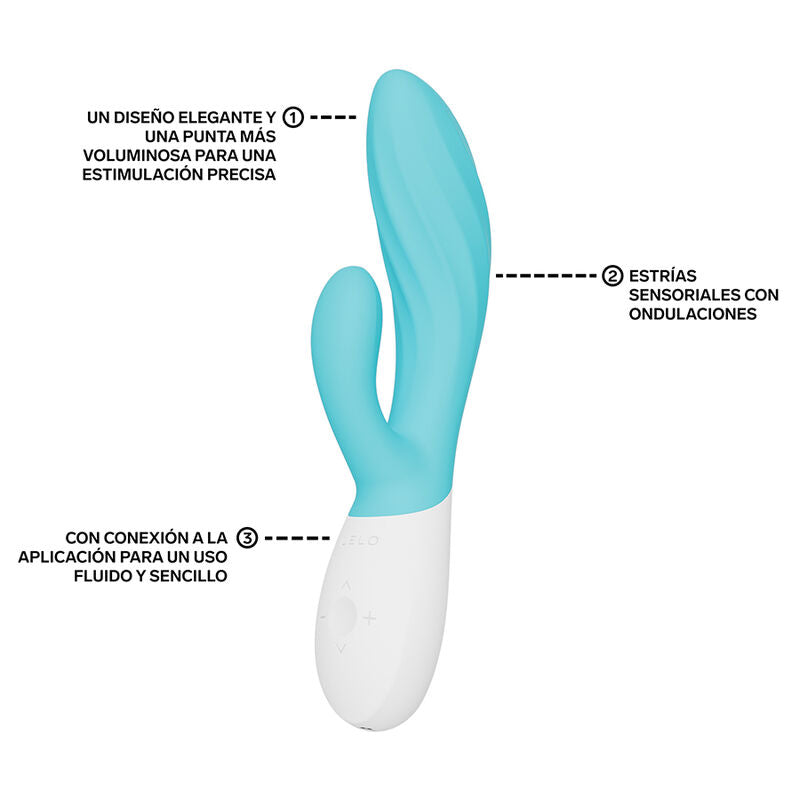 Vibratore a coniglio per il Ina twist doppio punto g e il clitoride blu di Lelo, immagine 3
