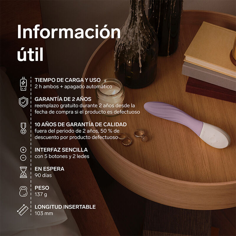 Vibratore per il Mona twist punto g ricaricabile e controllabile tramite APP, colore lavanda di Lelo, immagine 6