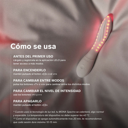 Massaggiatore intimo a luce Mona Spectra rossa ricaricabile e controllabile tramite APP di Lelo, immagine 5