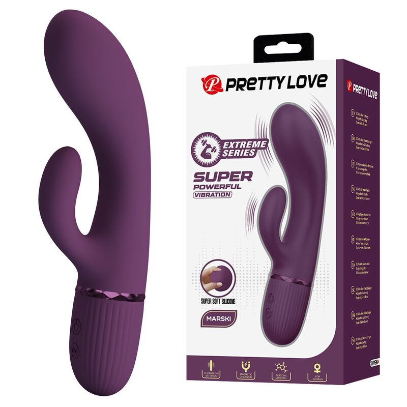 Vibratore a forma di coniglio Margie ricaricabile 10 funzioni viola di Pretty Love