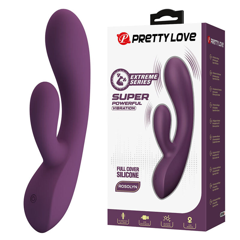 Vibratore a forma di coniglio ricaricabile Rosolyn con 10 funzioni di Pretty Love