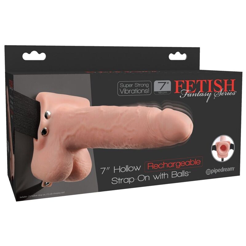 Strap-on vibrante cavo realistico con sfere da 17,8 cm di Fetish Fantasy Series