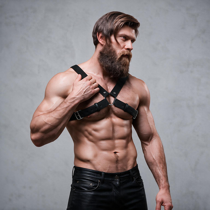 Imbracatura regolabile in ecopelle per uomo con incrocio per Bulldog di Fetish Submissive Attitude, immagine 2
