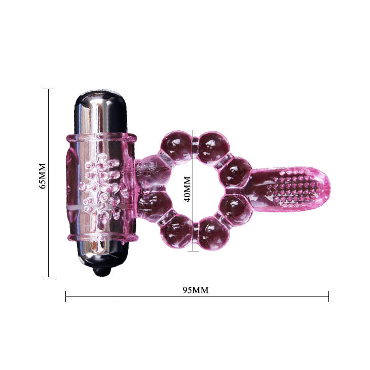 Anello in silicone 10 ritmi di lingua con vibrazione rosa di Baile, immagine 8