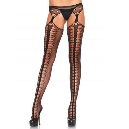 Collant con giarrettiera esclusivo nero di Leg Avenue