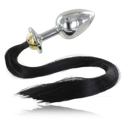 Plug anale in acciaio metallizzato con coda 8,89 cm