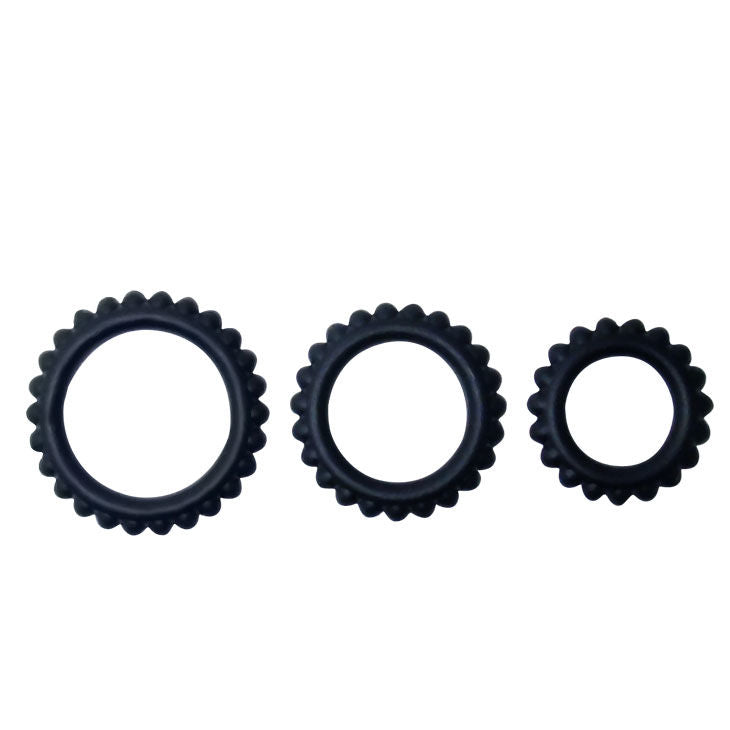 Set Titan 3 Pz anelli per il pene nero 2.8 e 2.4 e 1.9 cm di Baile