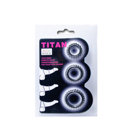 Set Titan 3 Pz anelli per il pene nero 2.8 e 2.4 e 1.9 cm di Baile, immagine 5