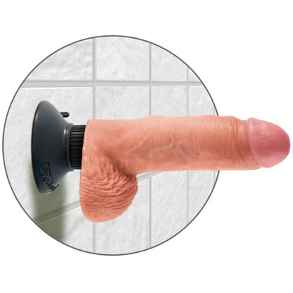 Dildo vibratore con testicoli 17.78 cm naturale, immagine 3