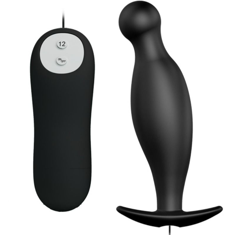 Plug anale in silicone 12 modalità di vibrazione nero di Pretty Love