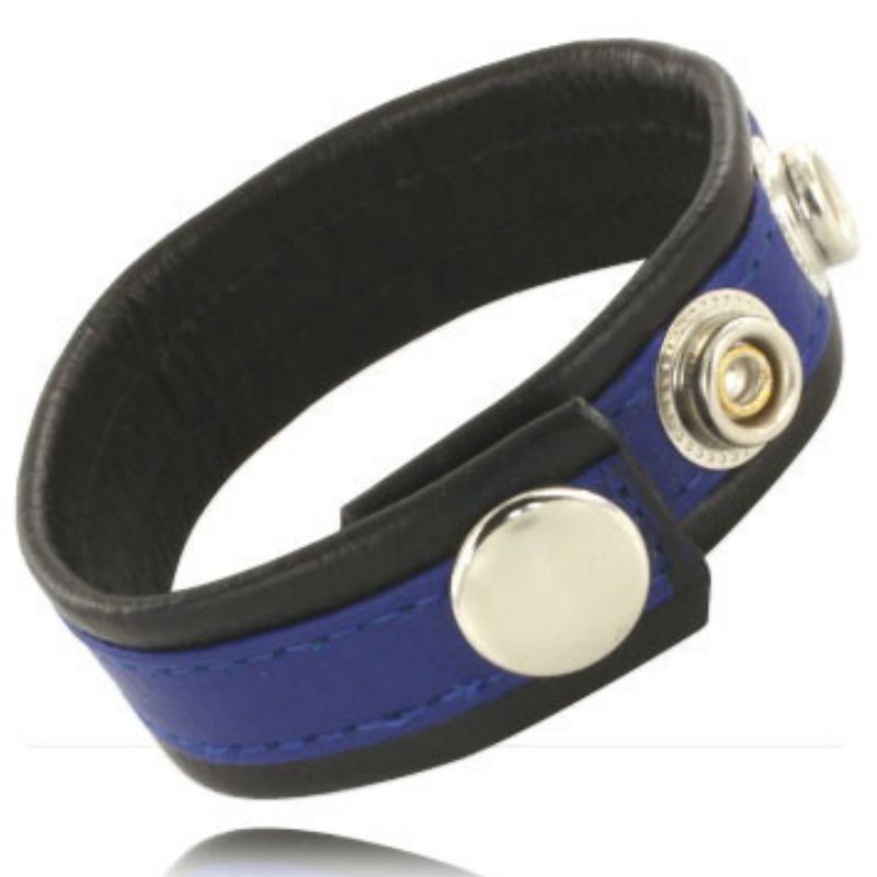 Cinturino in pelle regolabile per pene Blu-nero di Leather Body
