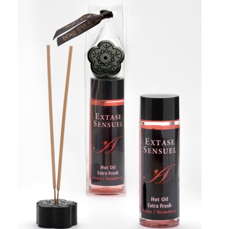 Olio da massaggio con effetto fragola extra fresco 100 ml di Extase Sensual, immagine 2