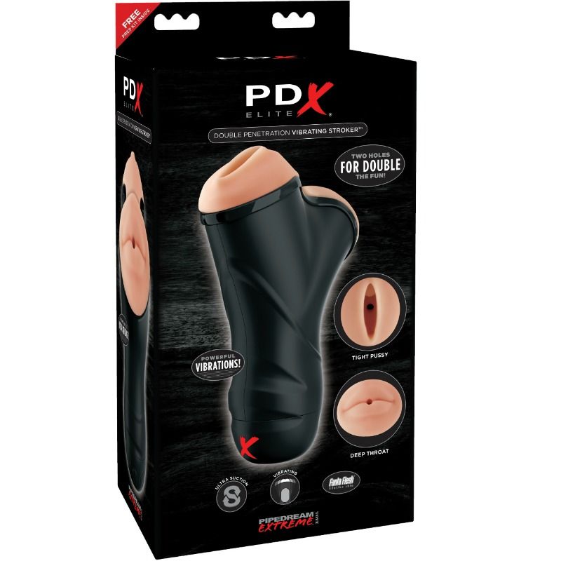 Stroker vibrante a doppia penetrazione di PDX Elite