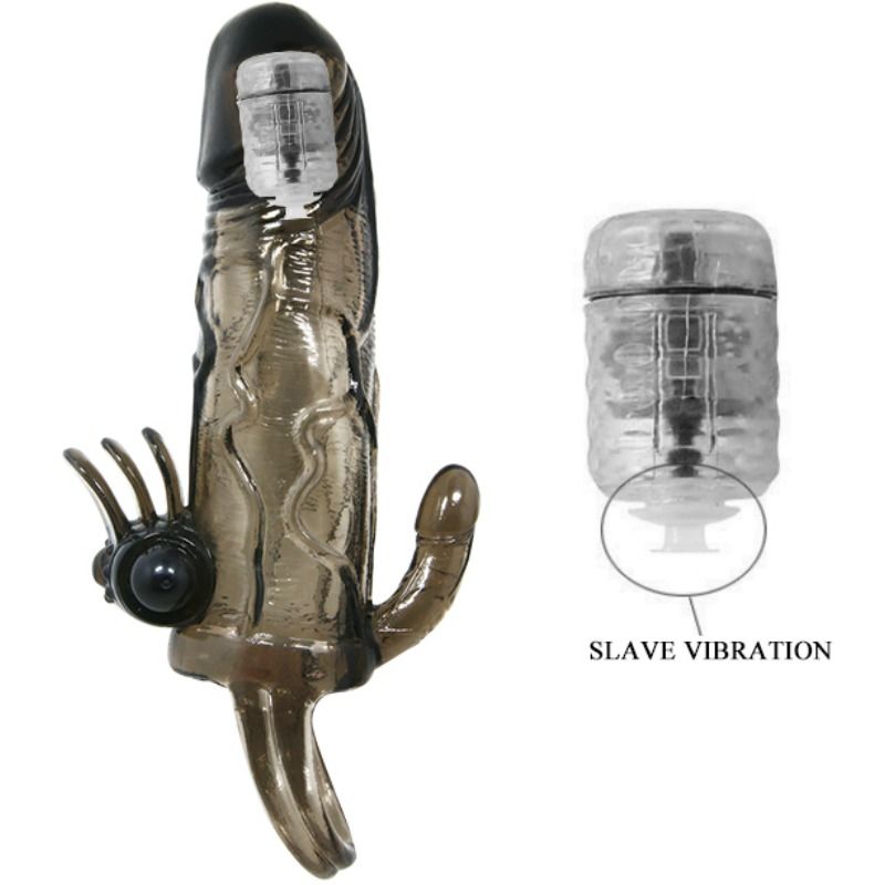 Copri pene Brave man con clit e stimolazione anale doppio bullet nero 16.5 cm di Baile, immagine 7