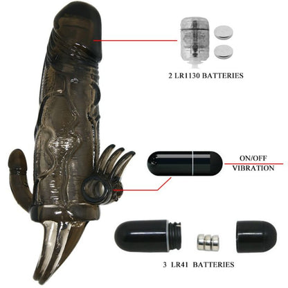 Copri pene Brave man con clit e stimolazione anale doppio bullet nero 16.5 cm di Baile, immagine 8