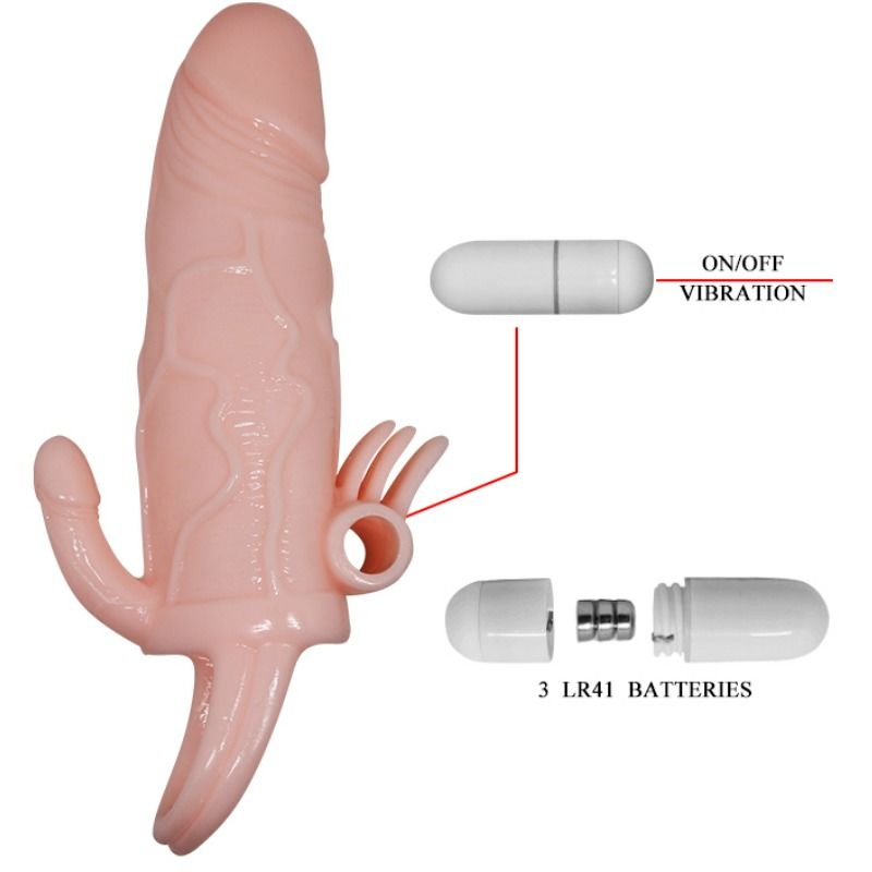 Copertura pene uomo coraggioso con Clitito e carne per stimolazione anale 16.5 cm di Baile, immagine 8