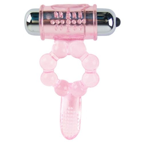 Anello in silicone 10 ritmi di lingua con vibrazione rosa di Baile, immagine 2