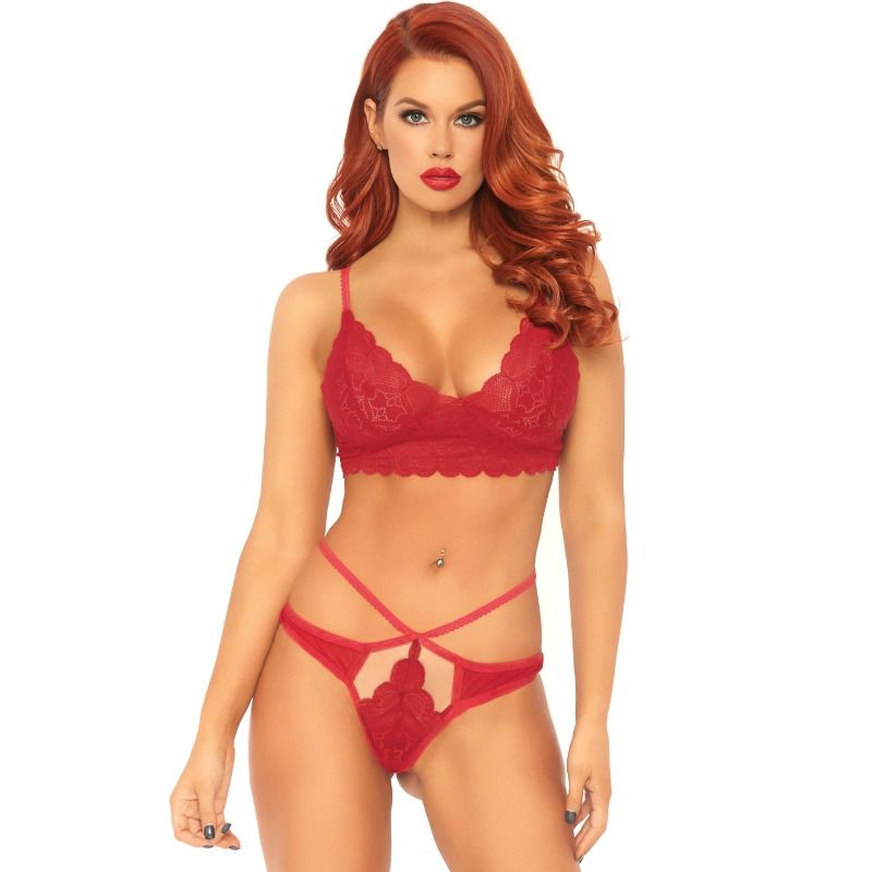 Set 2 pezzi bralette e perizoma in pizzo M/L di Leg Avenue