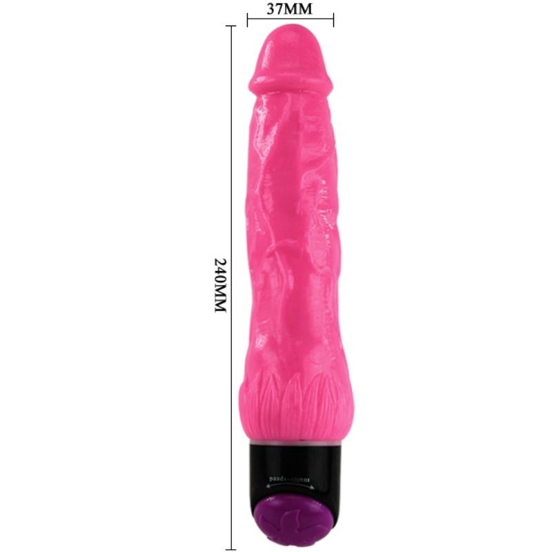 Vibratore sesso realistico colorato rosa 24 cm di Baile, immagine 2