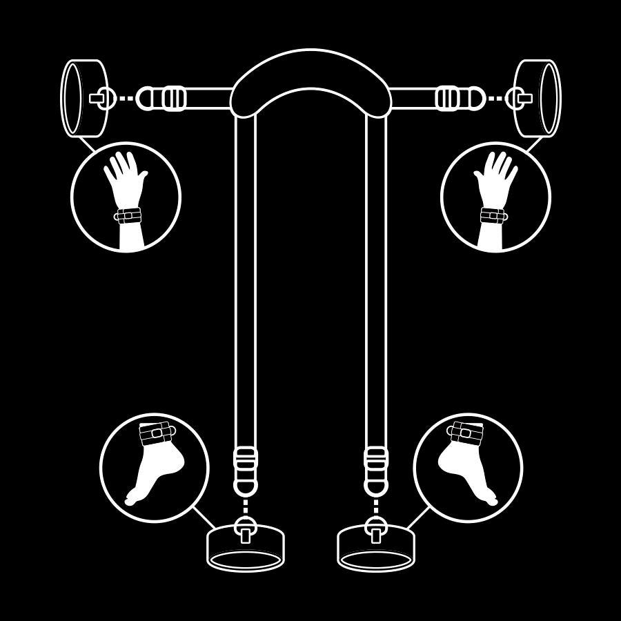 Posizione master con 4 manette rivestite in Noprene di Fetish Submissive, immagine 4