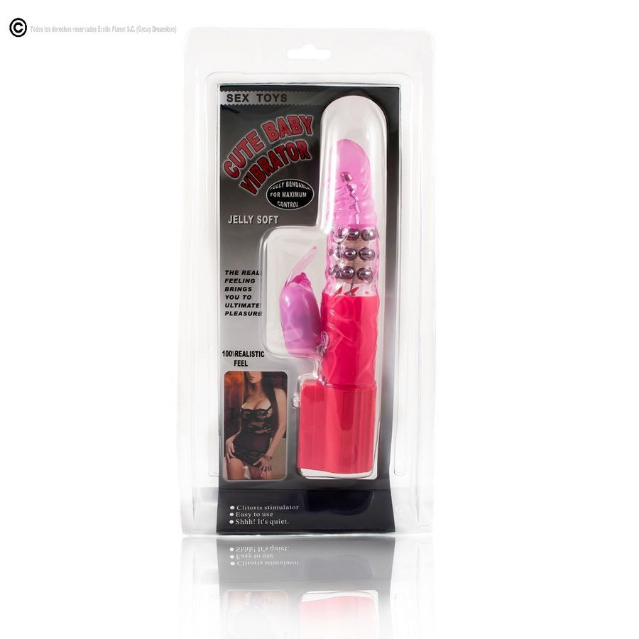 Vibratore rabbit rotatore rosa con Superstimolatore di Baile