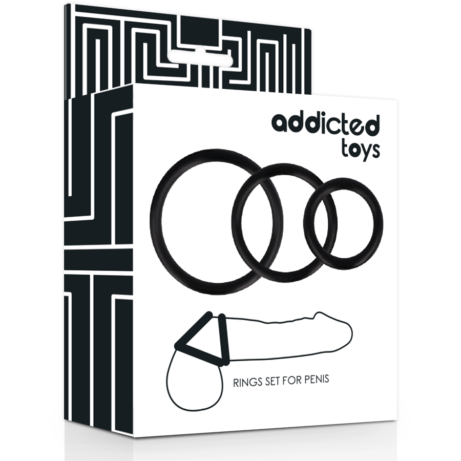 Set di anelli per pene nero di Addicted Toys, immagine 3