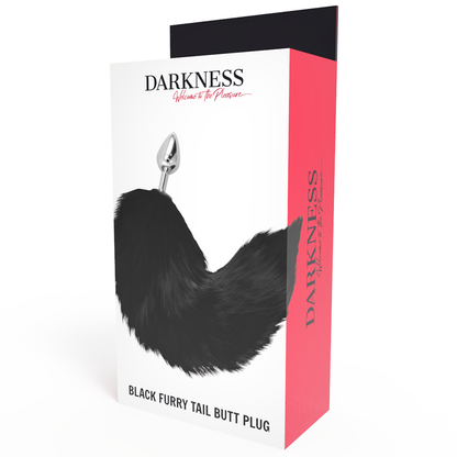 Plug anale argento 8 cm con coda nera di Darkness, immagine 4