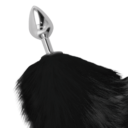 Plug anale argento 8 cm con coda nera di Darkness, immagine 3